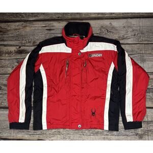 Women's Spyder 5000mm XT Full Zip Thinsulate Ski Jacket Red White Black Sz 8